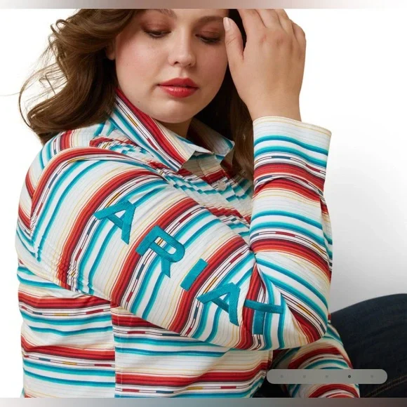 ARIAT WOMEN'S WRINKLE RESIST TEAM
KIRBY STRETCH SHIRT, ROSA SERAPE - S - Picture 3 of 13